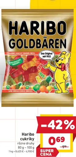 Haribo Želé cukríky rôzne druhy