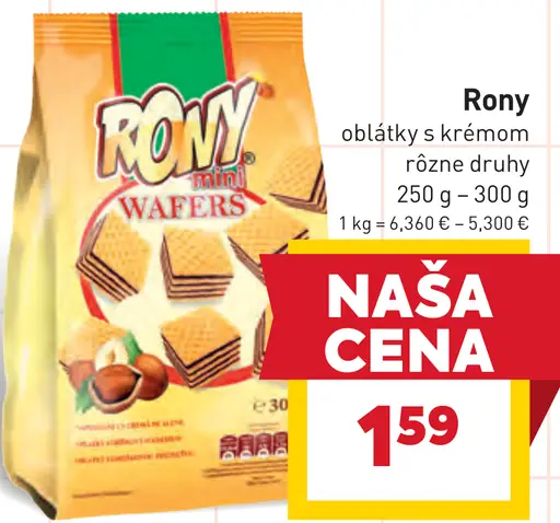 Rony oblátky s krémom rôzne druhy