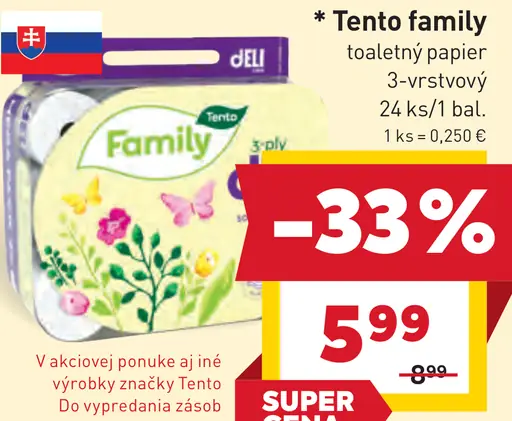 Tento Family toaletný papier 3-vrstvový