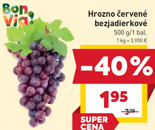 Bon Via hrozno červené bezjadierkové