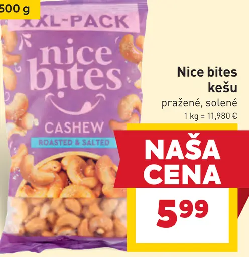 Nice bites kešu pražené, solené