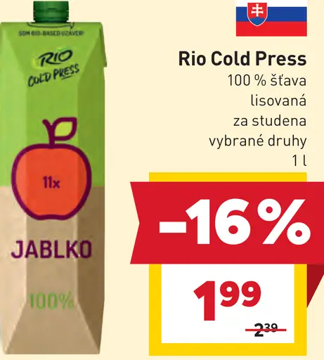 Rio Cold Press 100 % šťava lisovaná za studena vybrané druhy
