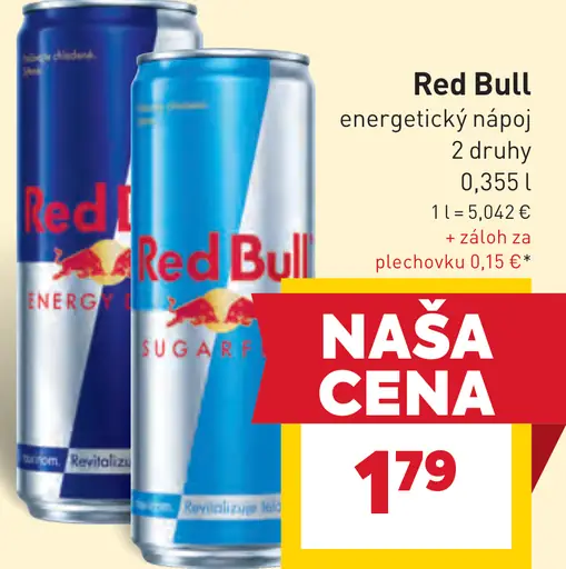Red Bull plechovka energetický nápoj rôzne druhy