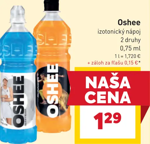 Oshee izotonický nápoj rôzne druhy