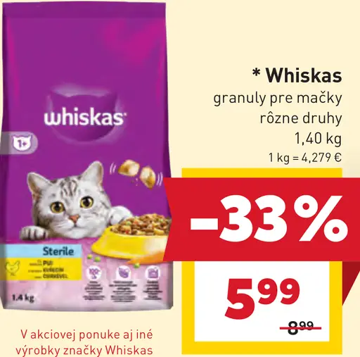 Whiskas granuly pre mačky