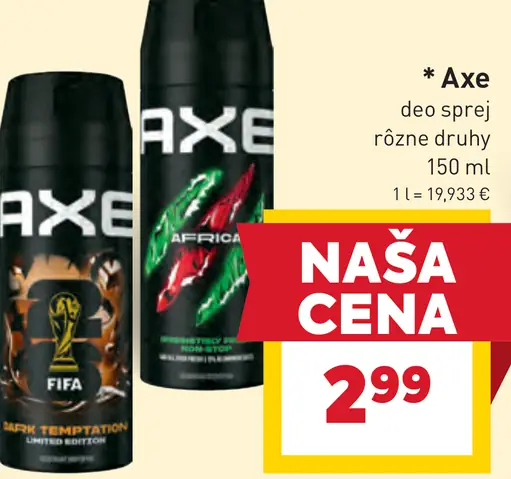 Axe deodorant sprej rôzne druhy