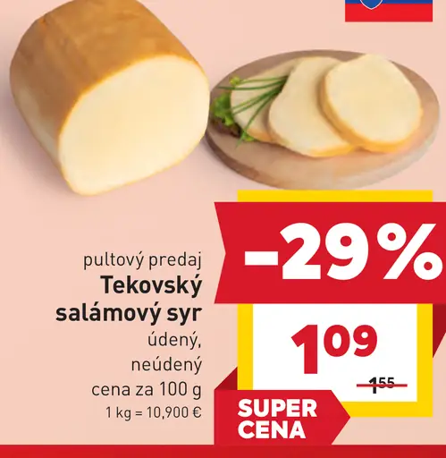 Tekovský salámový syr údený, neúdený