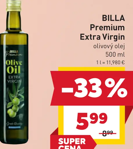 BILLA Premium Extra Virgin olivový olej
