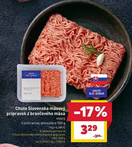 Chute Slovenska mäsový prípravok z bravčového mäsa mletý