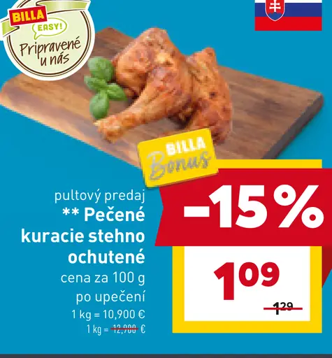 BILLA Pečené kuracie stehno ochutené