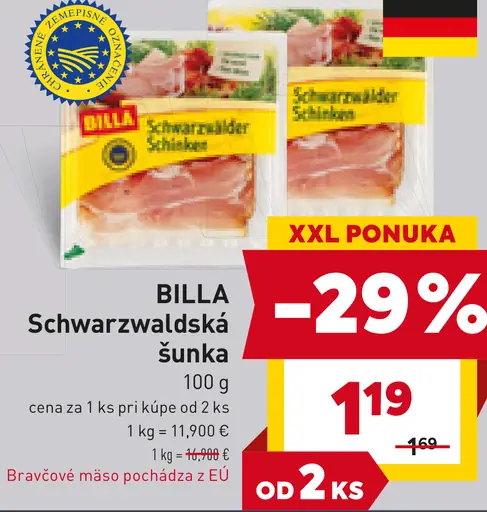 BILLA Schwarzwaldská šunka