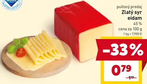 Zlatý syr eidam 45 %