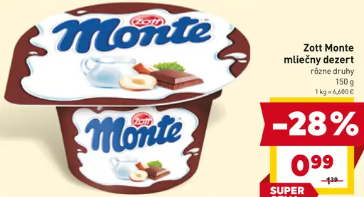 Zott Monte Mliečny dezert
