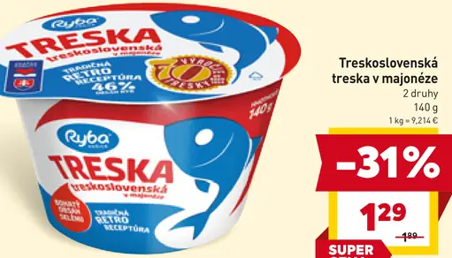 Rybárska bašta Treskoslovenská treska v majonéze