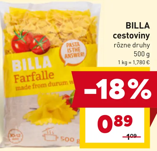 BILLA cestoviny farfalle