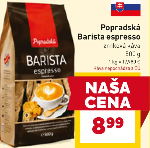 Popradská Barista espresso zrnková káva