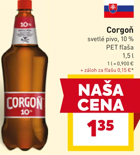Corgoň svetlé pivo 10 % PET fľaša