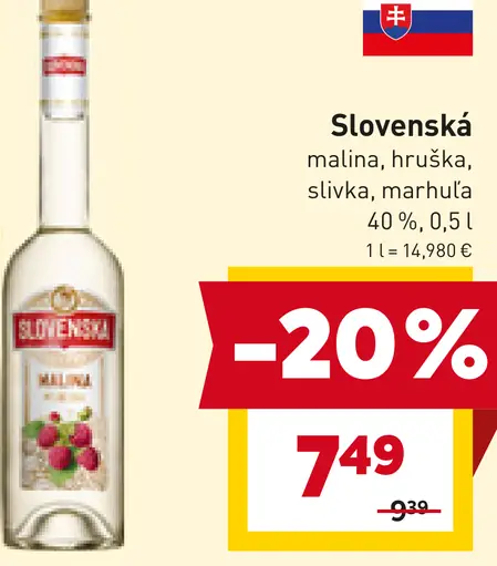 Slovenská ovocná pálenka malina, hruška, slivka, marhuľa