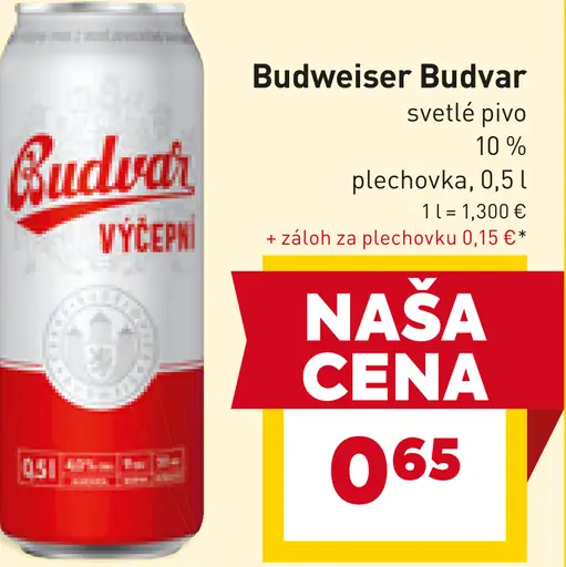 Budweiser Budvar svetlé pivo plechovka