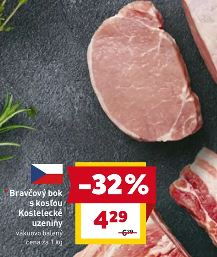 Bravčový bok s kosťou Kostelecké uzeniny vákuovo balený