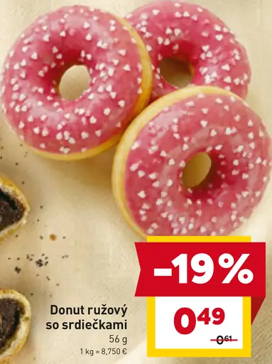 Donut ružový so srdiečkami