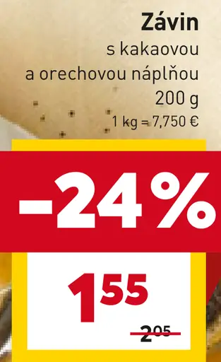 Závin s kakaovou a orechovou náplňou