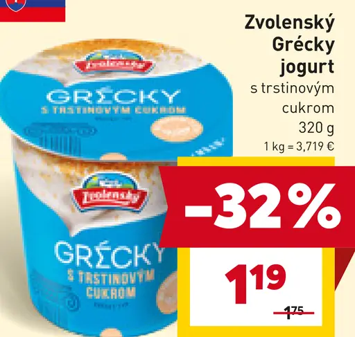 Zvolenský jogurt gréckeho typu s trstinovým cukrom