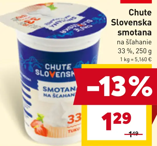 Chute Slovenska smotana na šľahanie 33 %