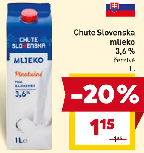 Chute Slovenska mlieko 3,6 % čerstvé