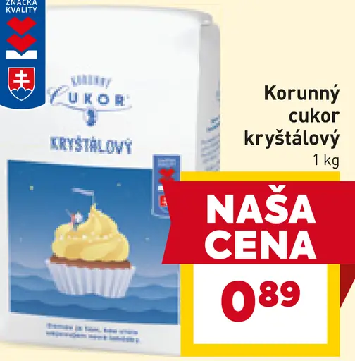 Korunný cukor kryštálový