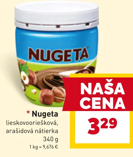 Nugeta lieskovooriešková, arašidová nátierka