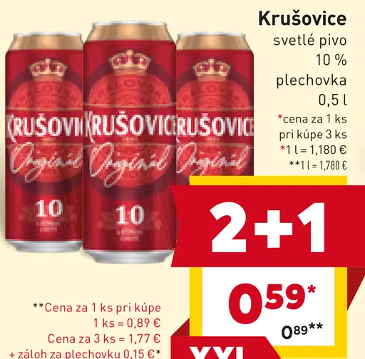 Krušovice svetlé pivo plechovka