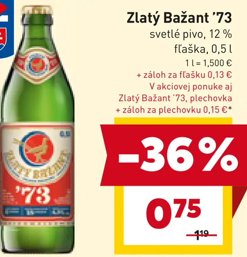 Zlatý Bažant '73 pivo svetlý ležiak 7 x