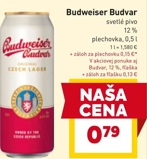 Budweiser Budvar svetlé pivo plechovka