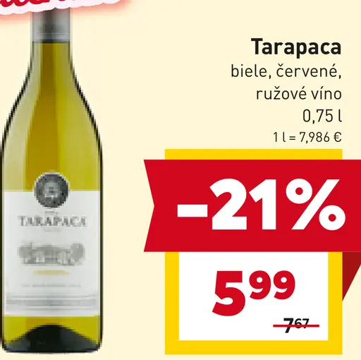 Tarapaca biele, červené, ružové víno