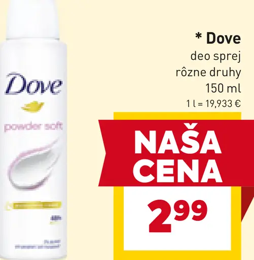 Dove deo sprej rôzne druhy