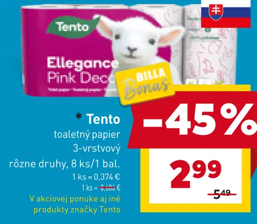 Tento Elegance Pink Decoration toaletný papier 3-vrstvový rôzne druhy