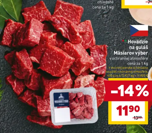 Hovädzie na guláš Mäsiarov výber v ochrannej atmosfére