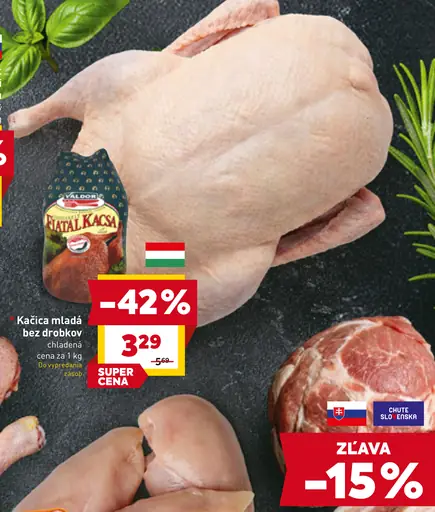 Kačica mladá bez drobkov chladená