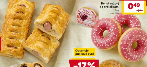 Donut ružový so srdiečkami