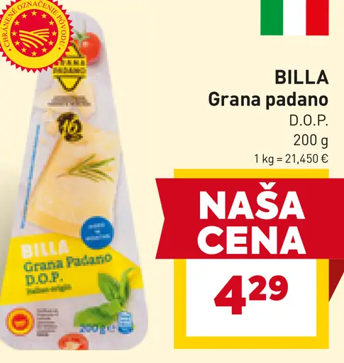 BILLA Grana Padano D.O.P. tvrdý syr