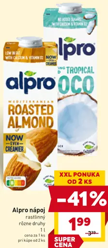 Alpro rastlinný nápoj 2 druhy