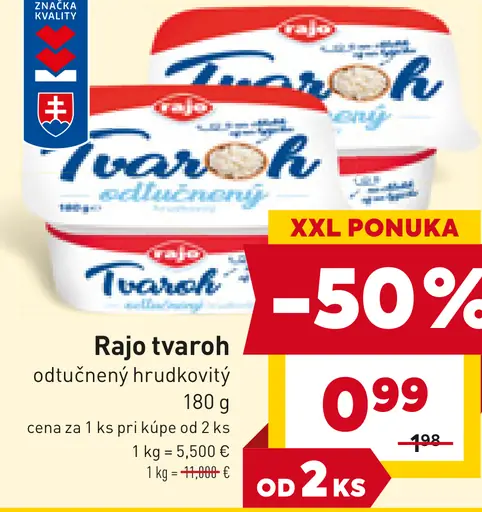 Rajo Tvaroh odtučnený hrudkovitý