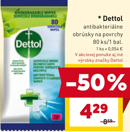 Dettol Antibakteriálne obrúsky na povrchy