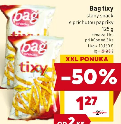Bag tixy slaný snack s príchuťou papriky