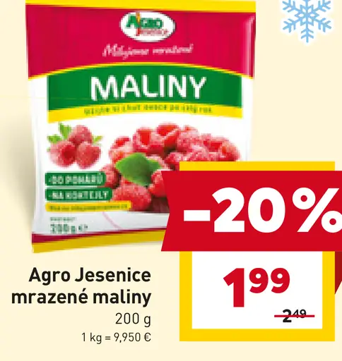 Agro Jesenice mrazené maliny