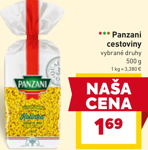 Panzani cestoviny vybrané druhy