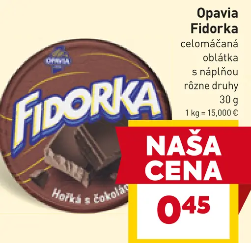 Opavia Fidorka celomáčaná oblátka s náplňou rôzne druhy