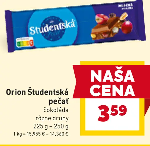 Orion Študentská pečať čokoláda rôzne druhy