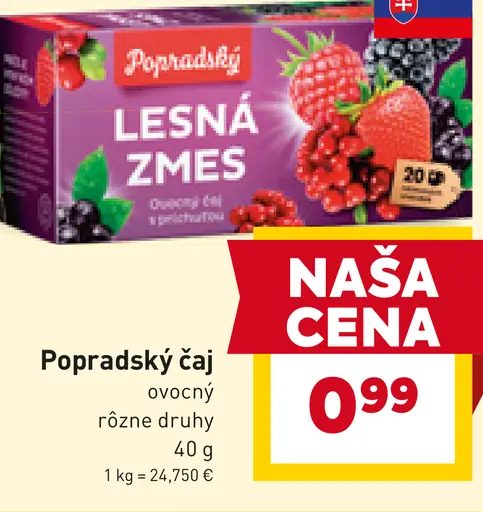 Popradský Lesná zmes ovocný čaj s príchuťou